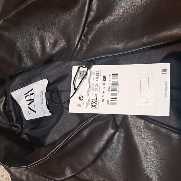 NWT Zara brown faux leather (polyester) XXL coat, $228.00 - Picture 3 of 4